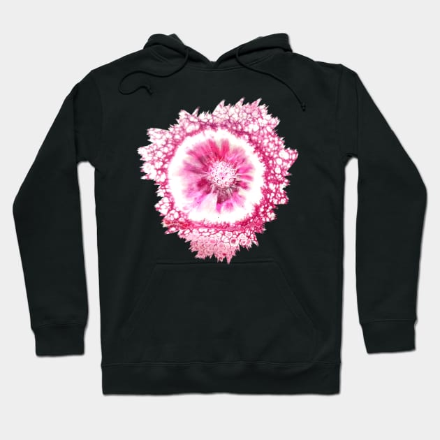 Magenta Flower Cell Acrylic Pour Painting Hoodie by Designs_by_KC